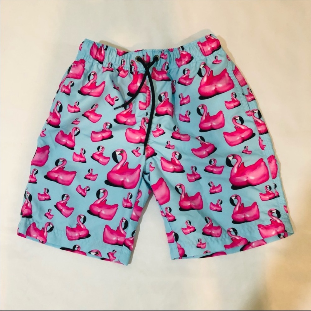 Kids Flamingo Print Shorts - Pink and Blue